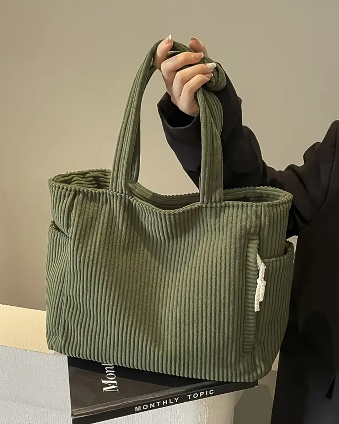 Aureline™ - Sac fourre-tout côtelé avec cordon de serrage
