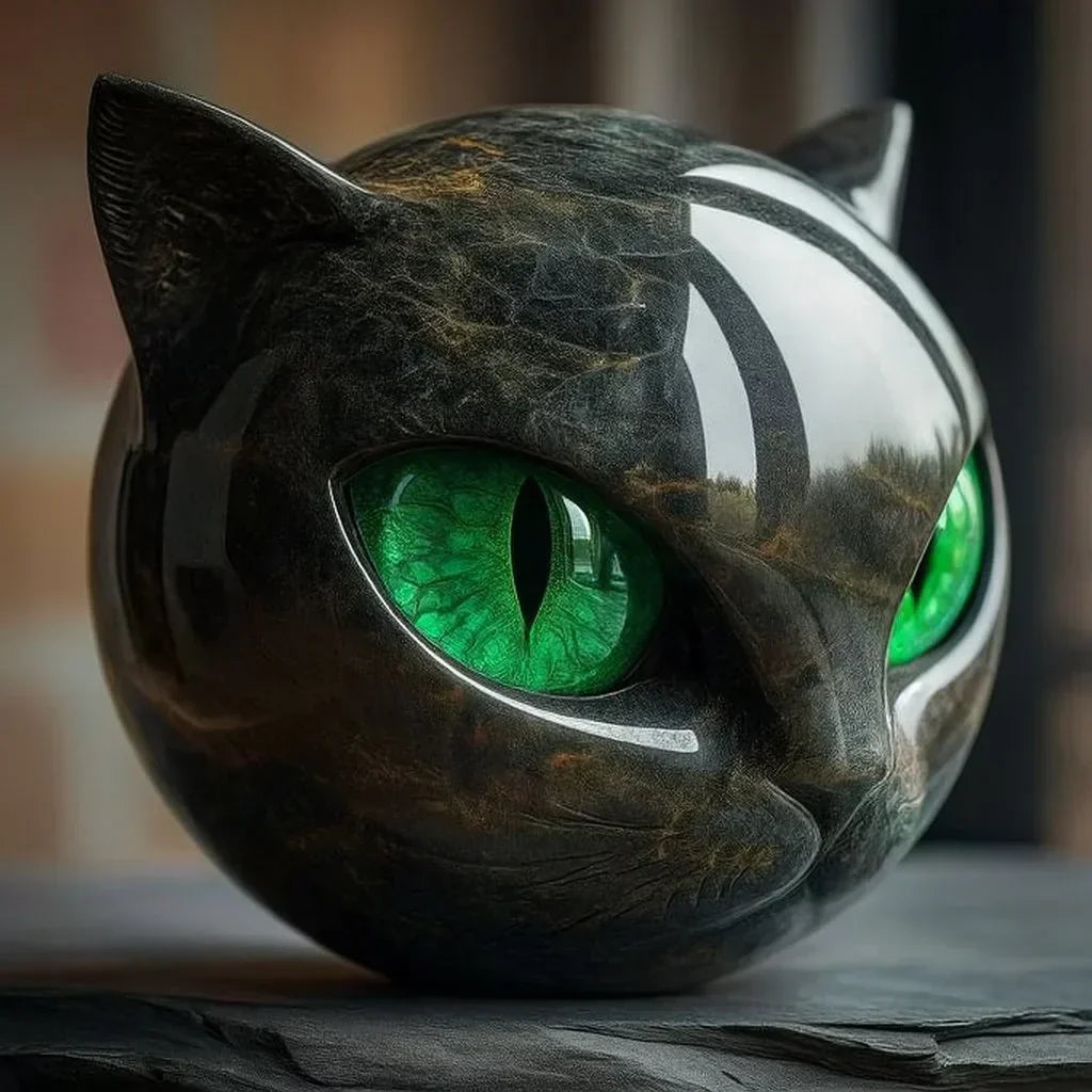Aureum™ -  Sculpture tête de chat noir