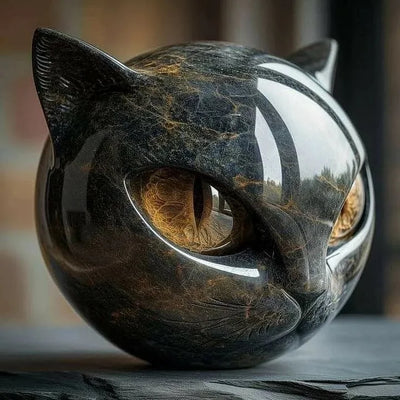 Aureum™ -  Sculpture tête de chat noir